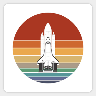 80s Retro Space Rocket On A Colorful Sun Magnet